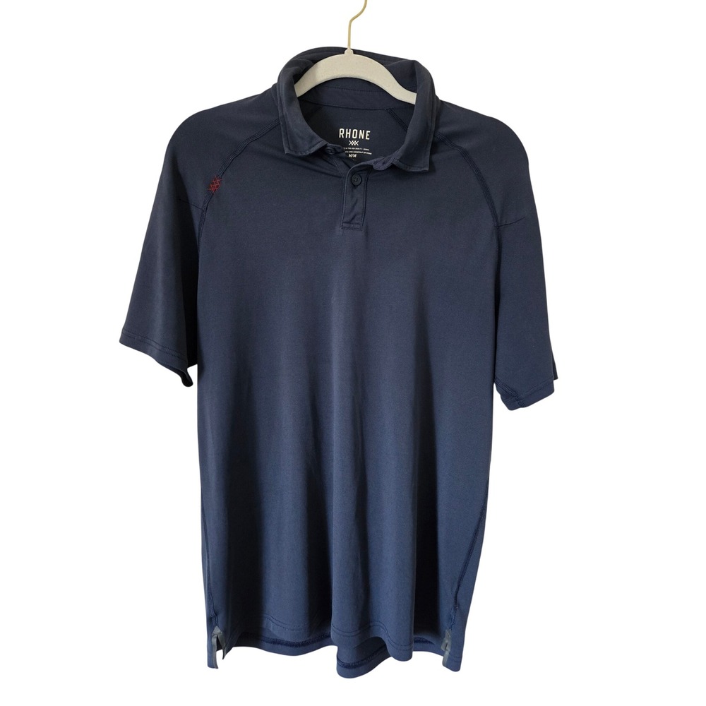Rhone‎ Delta Pique Polo Shirt Mens Medium Navy Blue Short Sleeve Performance Top